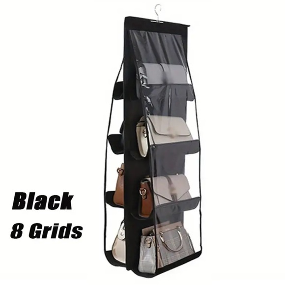 2 pack 8 Pocket Bag Organizer With Hanger Black - Picture 3 of 17